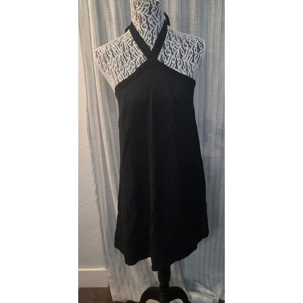 Halter Dress Open Womens XL Black Back Tie Neck A Line Swing Francesca's Trixxi